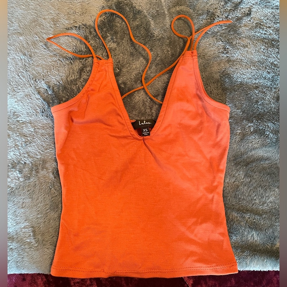 Cross cross Rust orange crop top